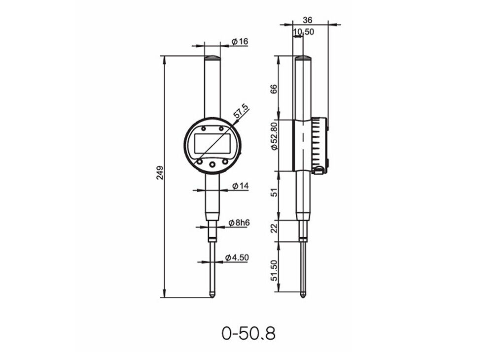 0-50.8mm/0-2″ Digital Indicator with 0.0005mm/0.00002″ Resolution Measuring Device